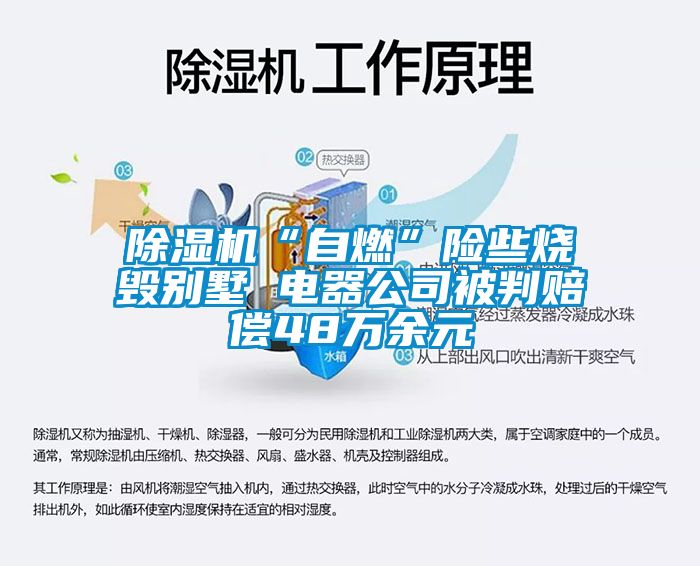 除湿机“自燃”险些烧毁别墅 电器公司被判赔偿48万余元